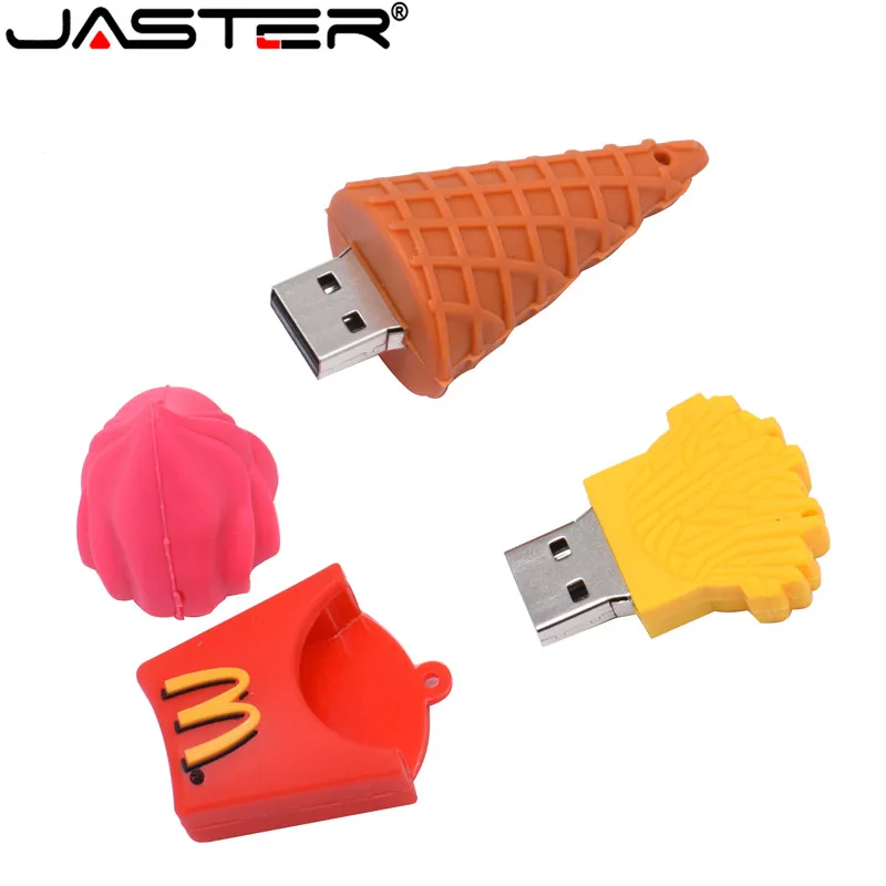 

JASTER Fashion creative Silica gel U disk French fries, ice cream, chocolate USB 2.0 4GB 128GB 16GB 32GB 64GB USB flash drive