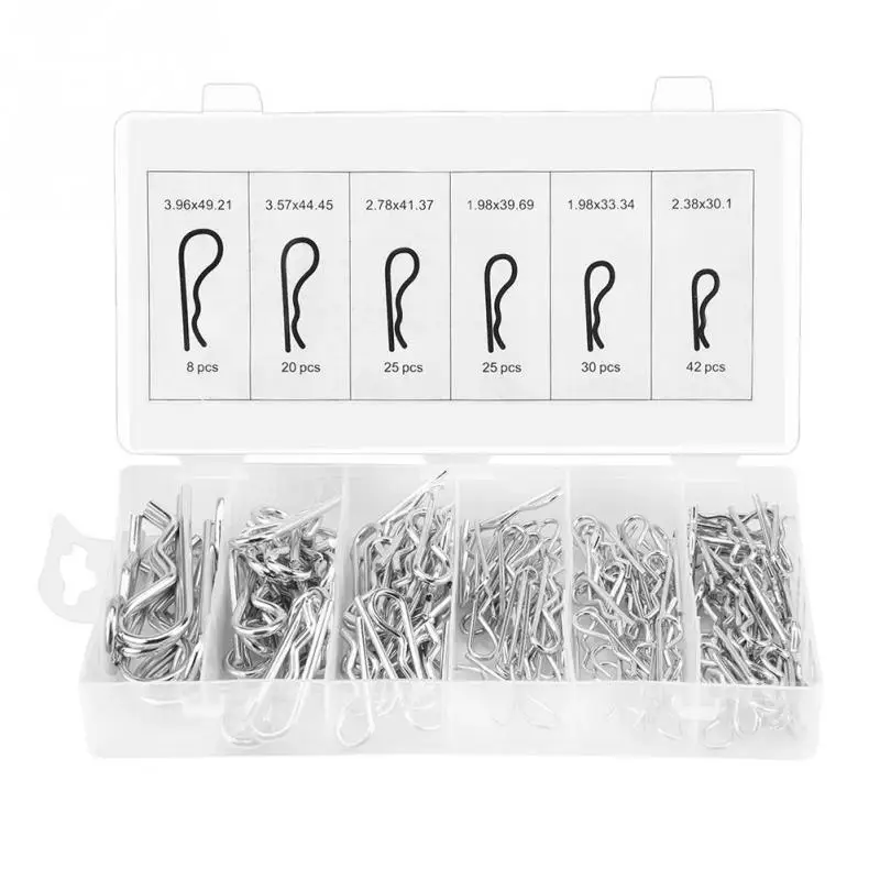 1 Set of 150Pcs R Cotter Pins Tractor Pin Clips with Plastic Box