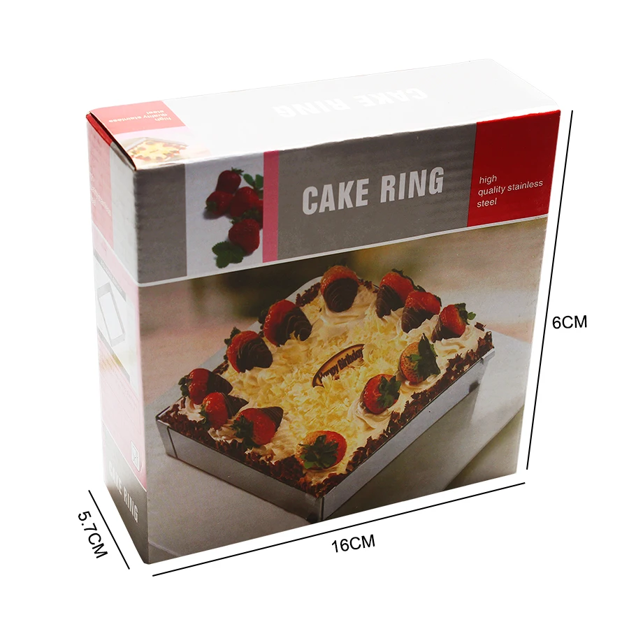 Большое Квадратное кольцо из нержавеющей стали для мусса, регулируемая форма для торта 15,5-28 см, формочка для печенья, торта, формочка для десерта, кухонные инструменты для выпечки своими руками