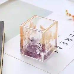 DIY Прозрачная силиконовая форма сушеный цветок эпоксидной смолы Декор Ремесло Круглый квадратный держатель ручки для хранения формы