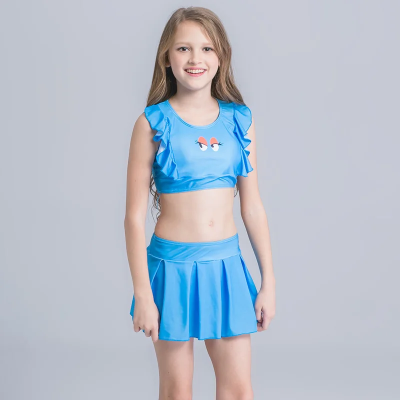 MuZhiDou 2017 New Child Bikini High Waisted Cute Bathing Suit for Girls