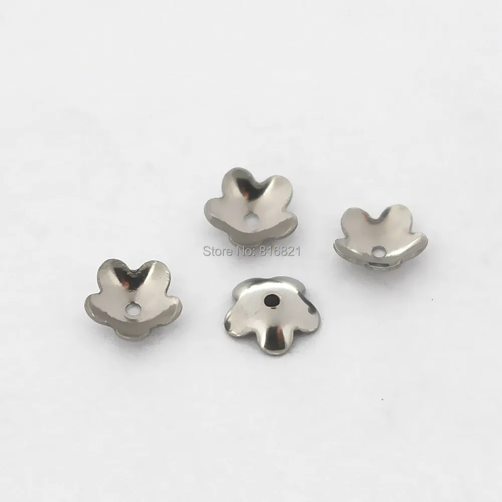 

6mm Stainless Steel Flower Bead Caps Connectors Silver tone 5 Petals Spacer Beads DIY Finding Stuff Wholesale