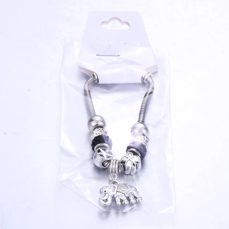 Античный браслет в форме сердца со слоном для женщин, брендовый браслет и браслет из стеклянных бусин, ювелирные изделия DIY, подарки