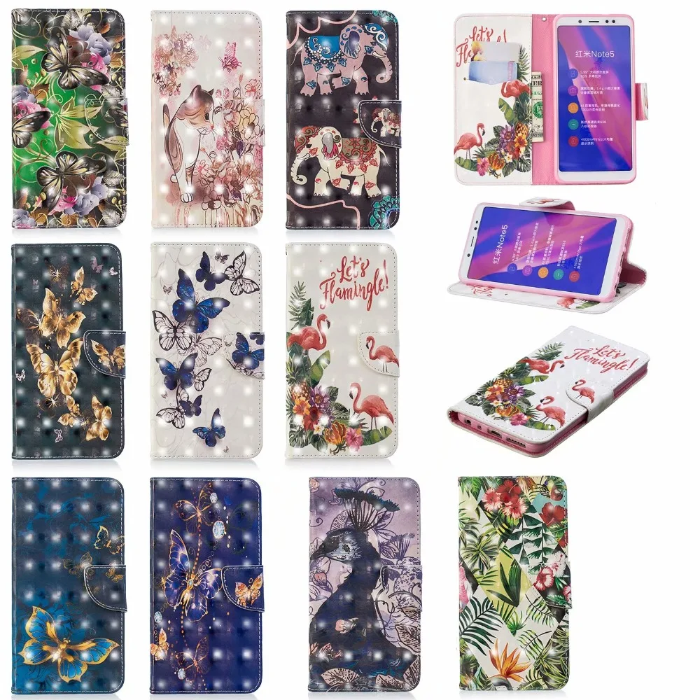 

3D phone case For xiaomi Redmi note 5a redmi 6pro 6a 5 plus 5 Case Leather For Coque Cover Wallet Filp Cases With Card holder
