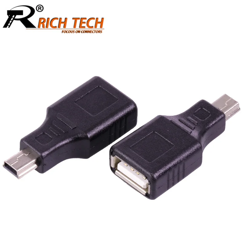 10 шт./лот USB2.0 A Тип Женский Джек Mini USB 5 штекер Переходник M/F разъем муфты конвертер