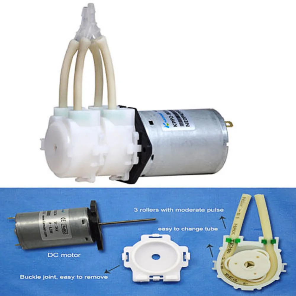 

1Pc Micro Dosing Pump Lab Water Analytical 12V/24V Liquid Aquarium Lab BPT Tube connector Water Pump Self-priming Peristaltic