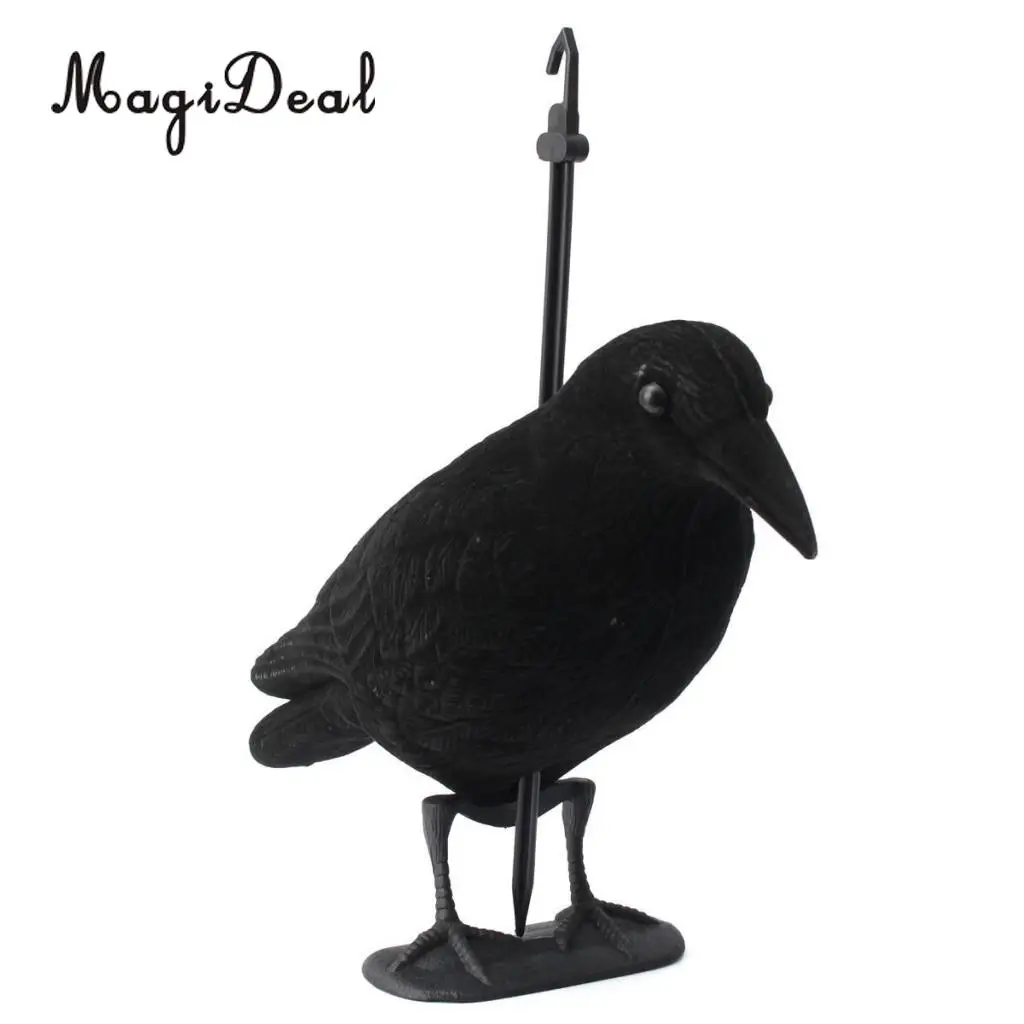 MagiDeal Durable Garden Flocked Hard Plastic Black Crow Hunting Decoy Raven Halloween Prop for Shooting Home Yard Field Decor