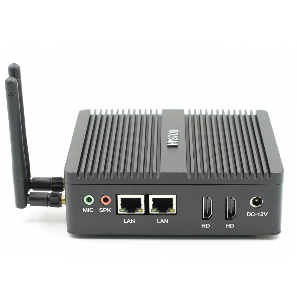 HYSTOU четырехъядерный N3160 безвентиляторный мини-ПК Windows 10 Dual NIC wifi Linux Pfsense маршрутизатор брандмауэр сервер AES-NI поддержка i7 5550U