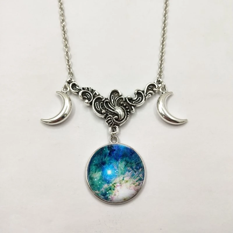 Новинка, колье с тройной луной Млечный путь, языческие украшения ведьмы, серебряное ожерелье с полулуной - Окраска металла: Silver