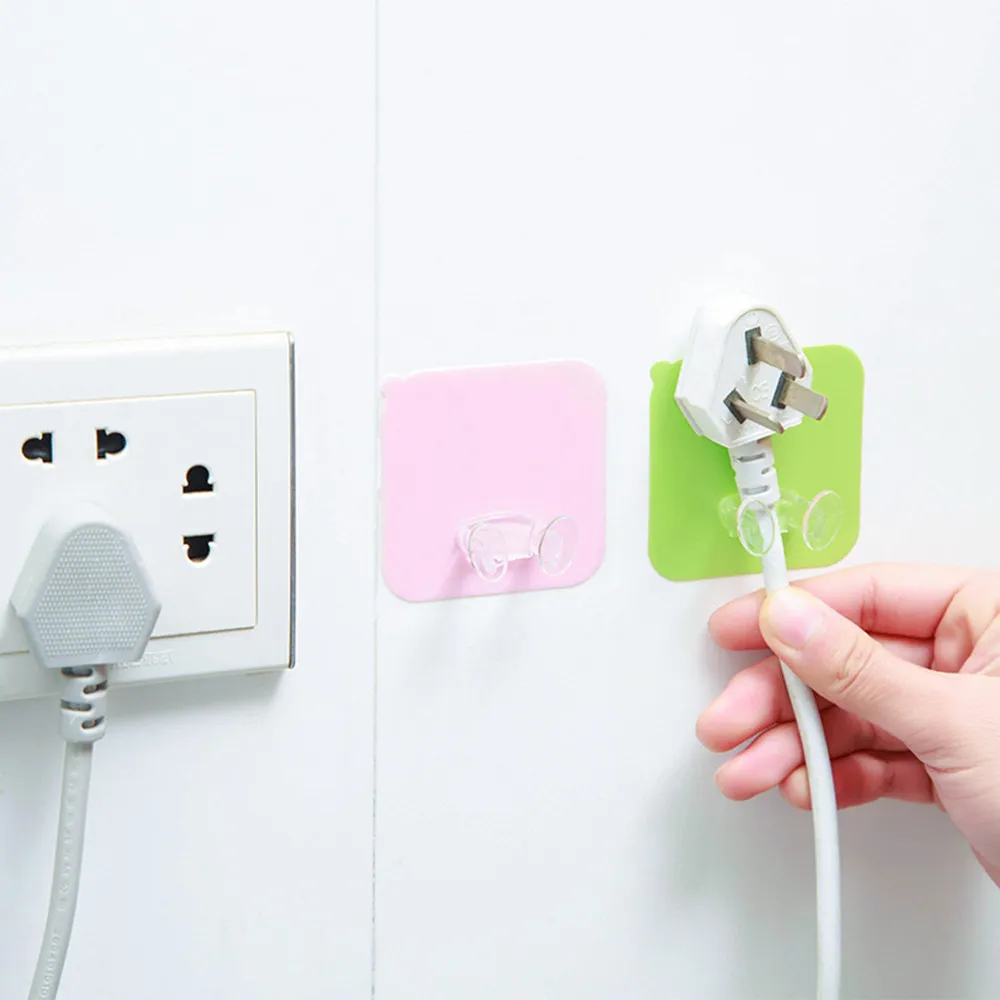 1 Pc Power Plug Socket Cord Organizer Holder Hook Kitchen Office Wall Hanger Transparent Sticky Home Storage | Дом и сад