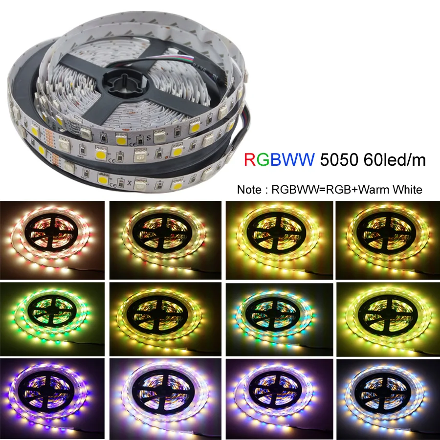 Светодиодная лента RGB RGBW SMD 5050 водонепроницаемая гибкая светодиодная Диодная DC12V 5