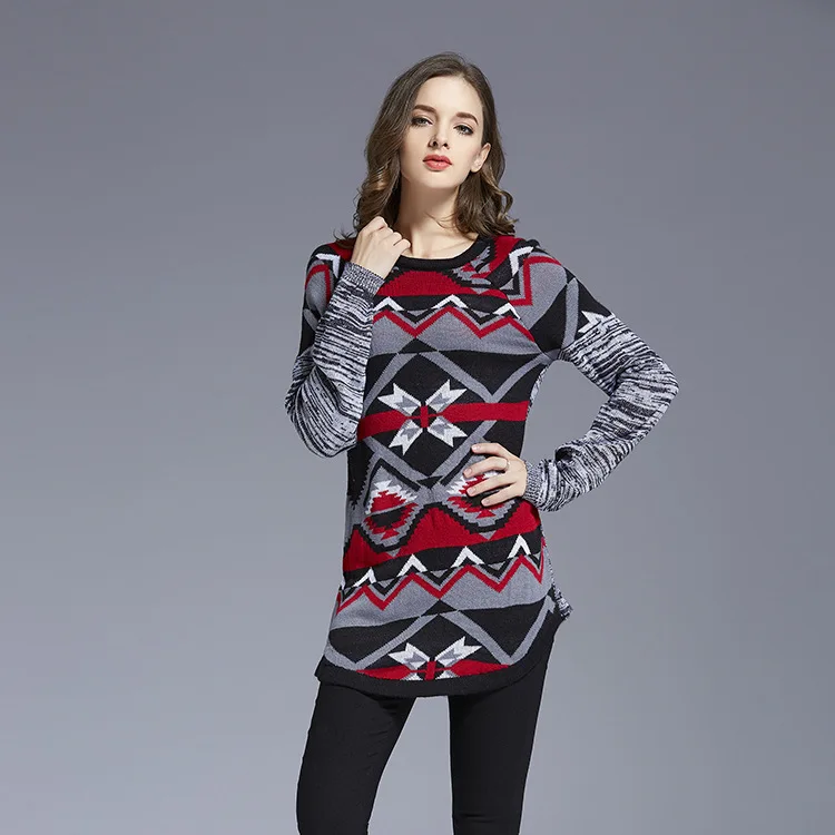Joy Capita European Sweaters 2017 Knitted Patchwork Women Winter Full