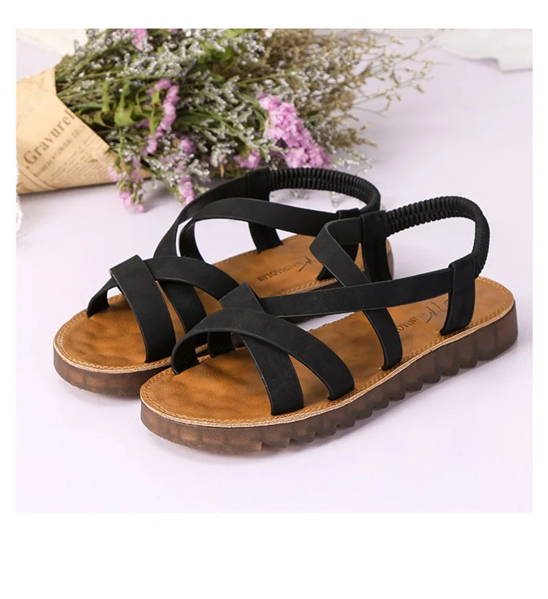 COOTELILI Gladiator Flat Sandals Women Rubber Shoes For Women Ladies Sandles Summer Shoes Female Strap Sandals 35-39   (4)