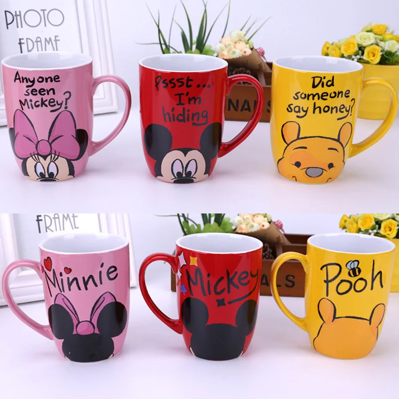 

500ml Pretty Minnie Mouse Cute Winnie Ceramic Disney Mug Milk Fashion Mug Coffee Water Cup Cute Breakfast Cup Xmas birthday Gift