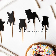 Силуэт собака кекс Toppers/мопс на заказ собака порода Свадебный питомец дни рождения ребенка душ вечерние для еды выбирает фото стенд реквизит