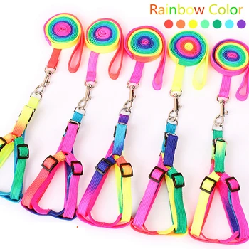 

Rainbow Pet Dog Cat Leash For Dogs Cat Harness Lead Leash Adjustable Puppy Walk Out Pet Lead For Small Medium Dog Rabbit 12d40