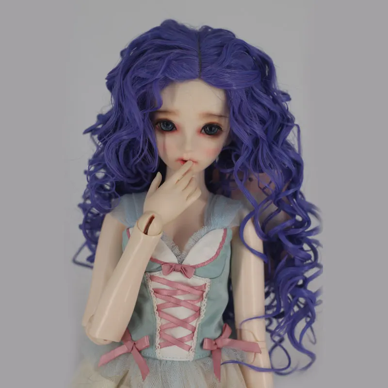 Модные длинные вьющиеся голубые волосы парик для 1/3 1/4 1/6 BJD кукла фиолетовый цвет Лидер продаж аксессуары для куклы ручной работы игрушка