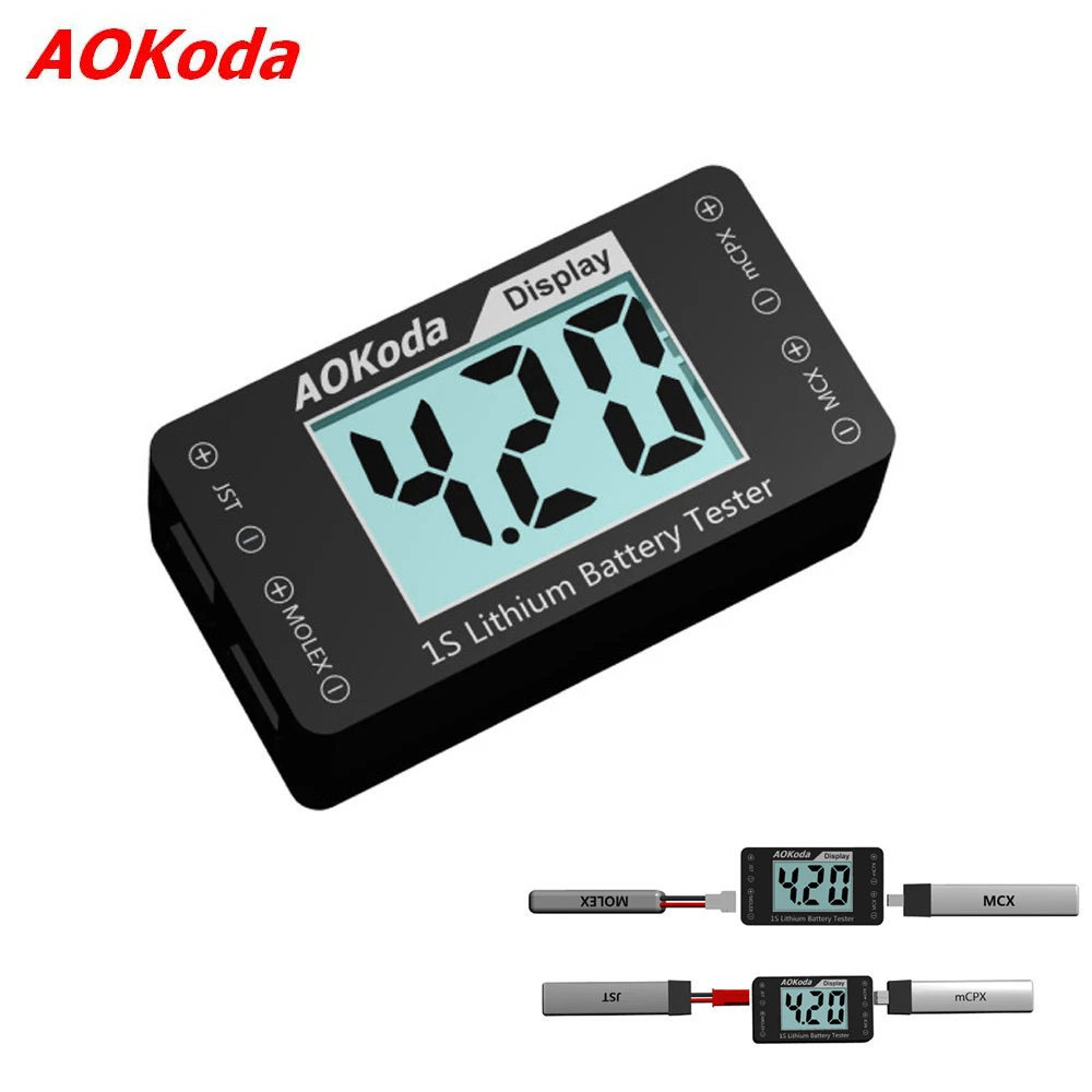 AOKoda AOK-041 1S тестер литиевой батареи индикатор для проверки для JST MOLEX mCPX MCX Разъем напряжение батареи