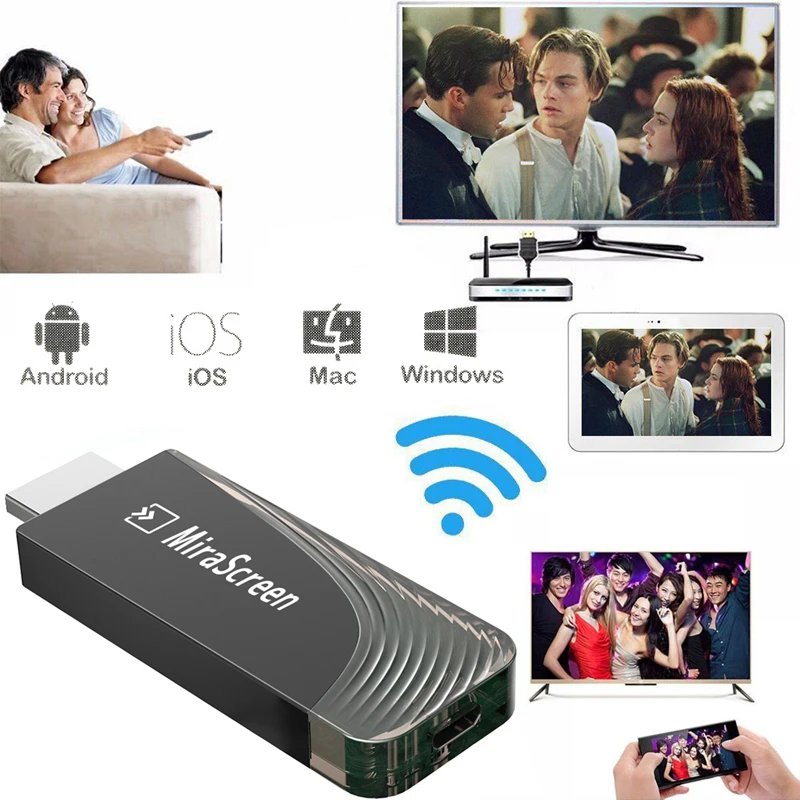 

1080P 2.4G 5G HDTV Stick HDMI Wireless Wifi Display Dongle Receiver Smart View Screen Mirroring for iPhone Android Phone to TV