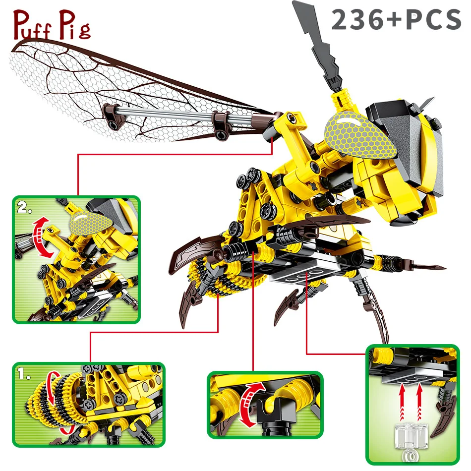 

236pcs Simulated Insect Building Blocks DIY Bee Model Creator Compatible Legoings Technic Bricks Educational Toys For Children