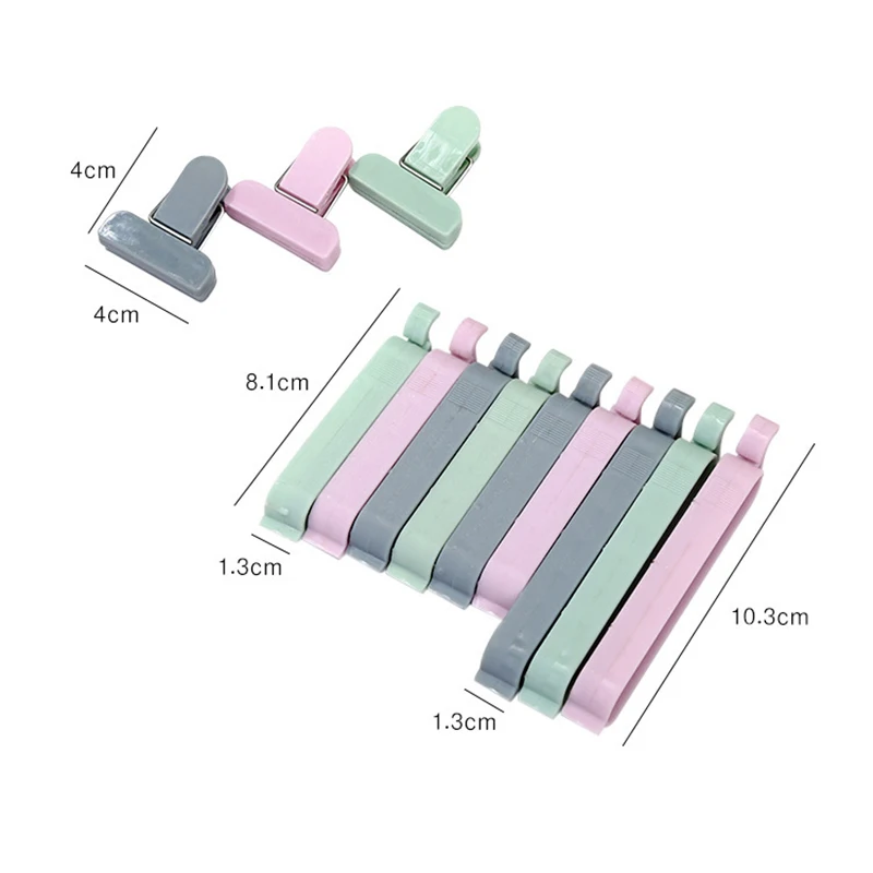 12 шт./лот, кухонные уплотнительные зажимы, зажим для пищевого мешка, зажим для уплотнения, пластиковый зажим для пакетов для хранения, портативные кухонные вещи