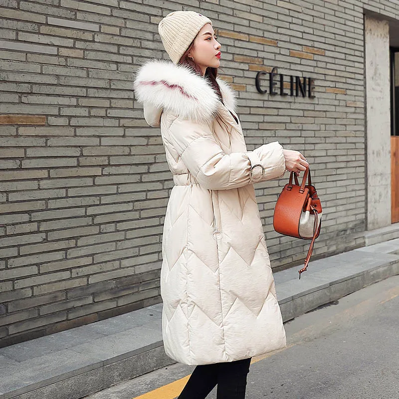 Winter parkas jackets new women's coats elegant fashion fur collar hooded thick long jacket winter snow coat parkas jackets