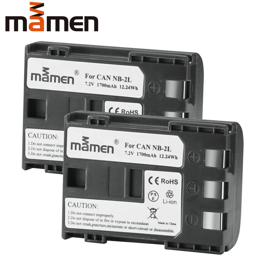 

Mamen 2pcs NB-2L NB 2L NB2L NB-2LH 1700mAh Digital Camera Battery for CANON 350D 400D G7 G9 S30 S40 z1 Rechargeable Batteries