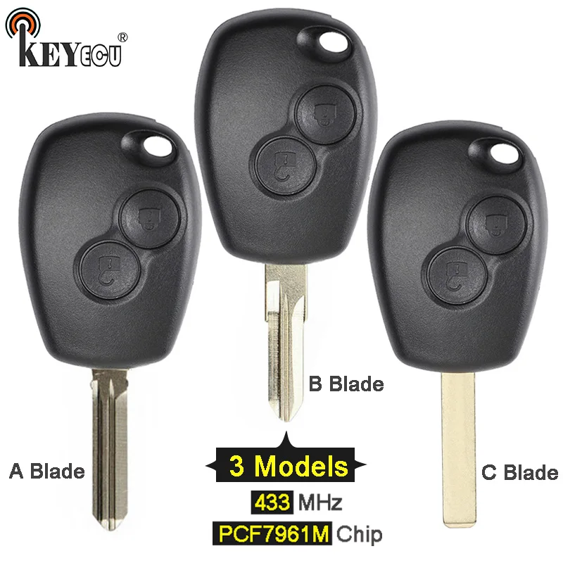 KEYECU 433 МГц PCF7961M HITAG чип AES 2 кнопки дистанционного ключа автомобиля пустой брелок