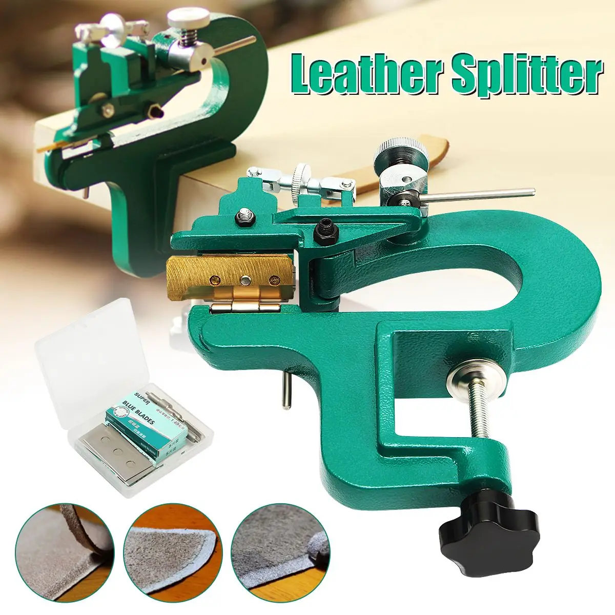 

Aluminum Leather Splitter Tool Manual Leather Paring Device Kit Leather Skiver Peeler Leather Tool With Blades