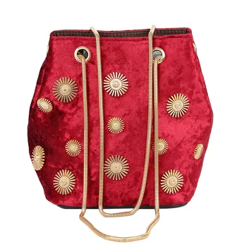 

New Elegant Shoulder Bag Women Wild Simple Messenger Bag For Girls Women's Velvet Rivet Bucket Joker Shoulder Messenger Bag K708