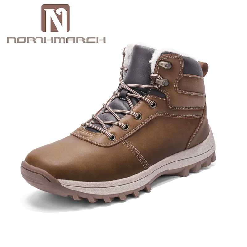 

NORTHMARCH Mens Winter Boots Fashion Brand Leather Ankle Boots Warm Men Snow Boots Scarpe Uomo Invernali Botas De Neve Homens