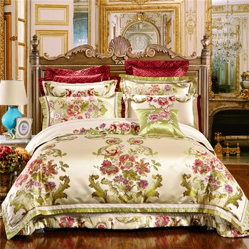 

4/6/10Pcs Oriental Jacquard Luxury Wedding Royal Bedding Sets King/Queen Size Cotton Bed Spread set Duvet/Quilt Cover Pillowcase