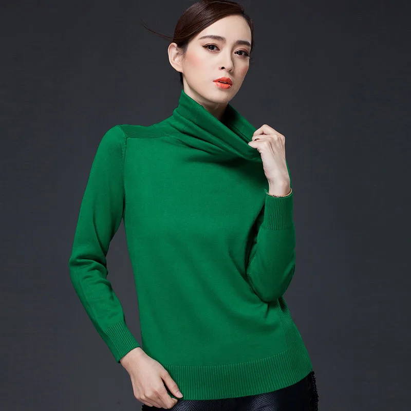 

S-3XL!New Arrive Spring And Autumn Women's Basic Knitting Wool Sweater Long-sleeved Joker Blouses Pure Color Turtleneck