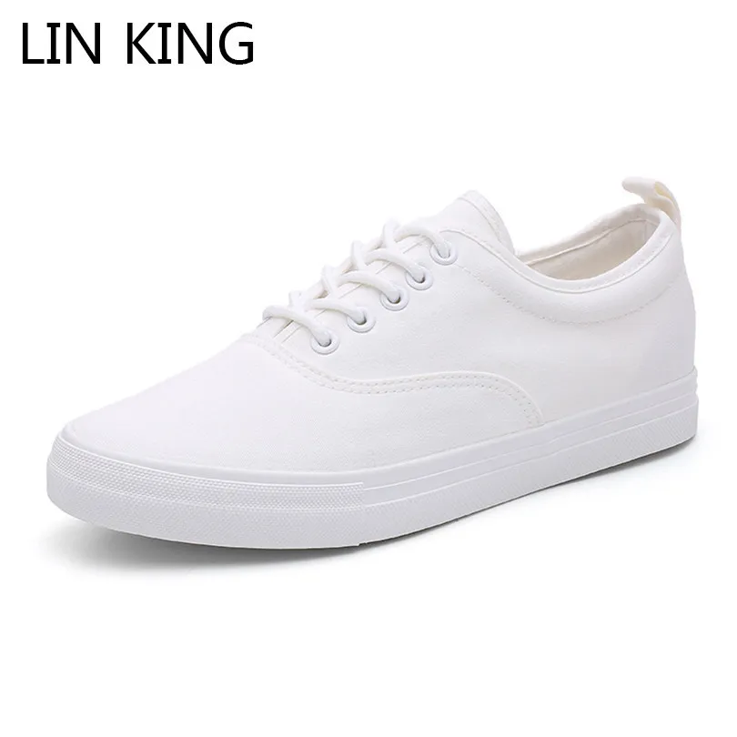 

LIN KING Top Quality Men's Canvas Shoes Breathable Lace Up Casual Shoes New Low Top Man Footwear Sneakers Students Flats Shoes