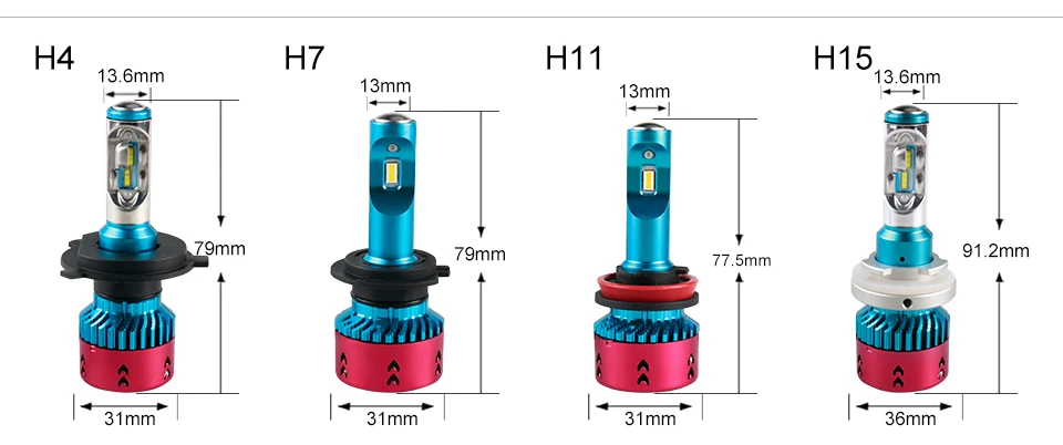 Foxcnsun Led H7 coche H4 Led Bulbs H1 H11 Led Bulb HB4 HB3 9006 9005 HB3 HB4 H3 H15 9012 Universal Auto Lamp 16000LM 6500K 12V  (11)