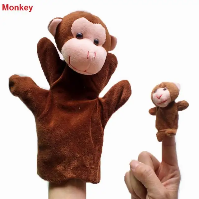 1set Funny Hand Puppets and Finger Puppet For Kids Plush Hand Puppets