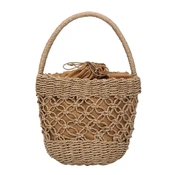 

Women's Bag Fashion Straw Woven Solid Color Handbag Casual Wild Bucket schoudertas dames sac a main femme de marque soldes