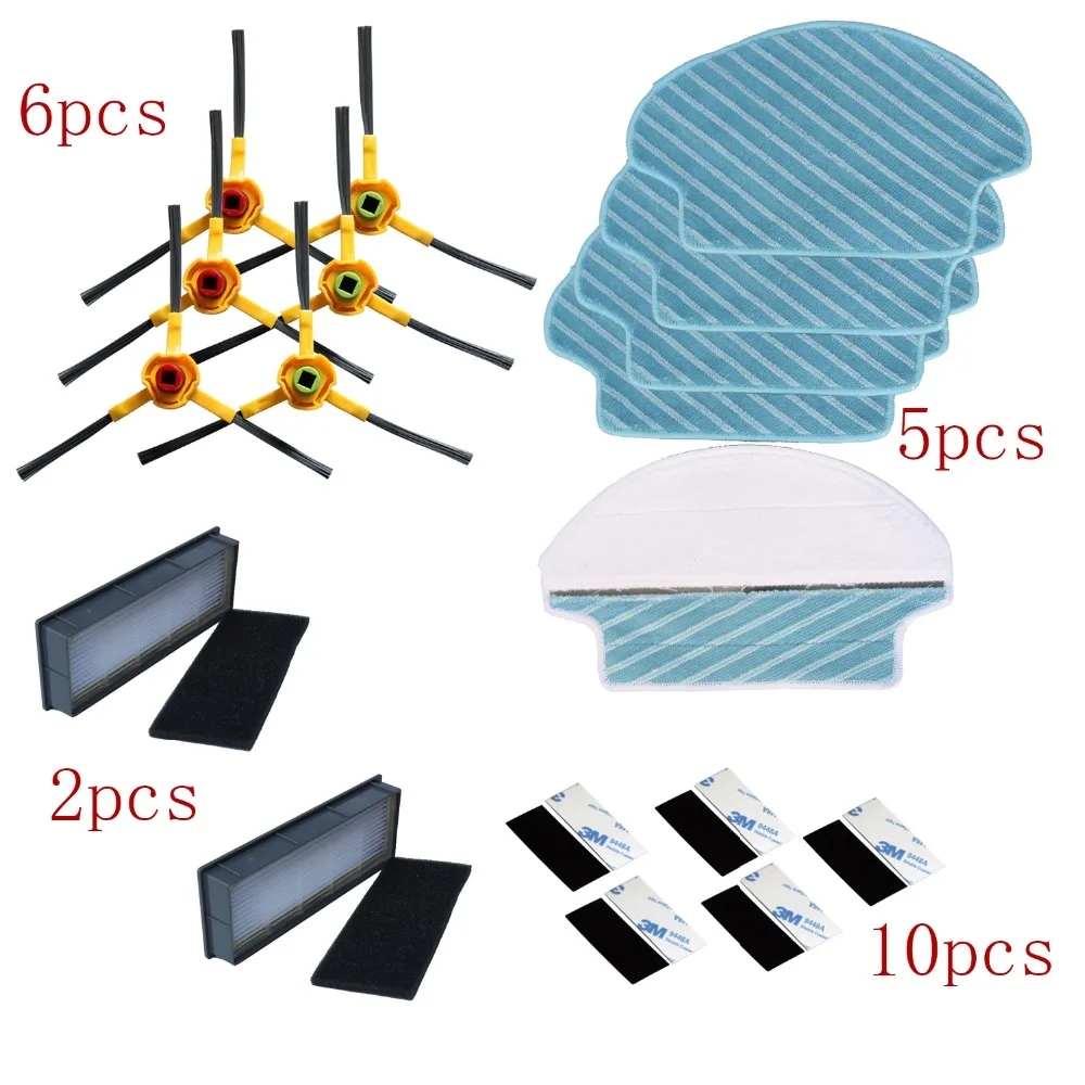 New Vacuum Cleaner Kit: Ecovacs Deebot DT85 / DT83/ DM81 / DM85 Side Brush * 6PCS + Mop * 5PCS + HEPA Filter * 2PCS + Gift Velc New Vacuum Cleaner Kit: Ecovacs Deebot DT85 / DT83/ DM81 / DM85 Side Brush * 6PCS + Mop * 5PCS + HEPA Filter * 2PCS + Gift Velc
