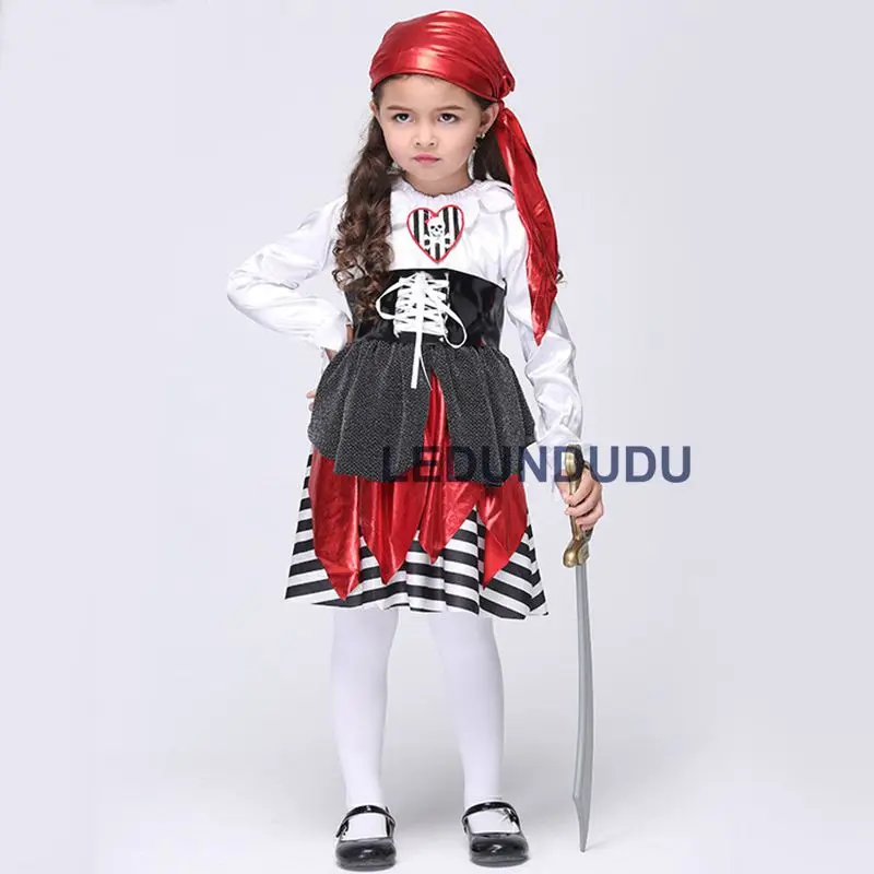 Hot Kids Halloween Carnival Cosplay Pirate Costume Girls Fancy Party Outfits Children Princess Dress  (3)