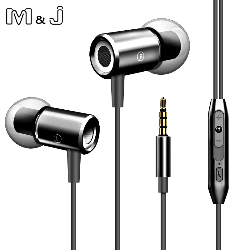 

M&J Metal Magnetic Earphone Stereo BASS In-Ear Earphone Noise Cancelling Headsets HiFi Ear Phone With Microphone fone de ouvido