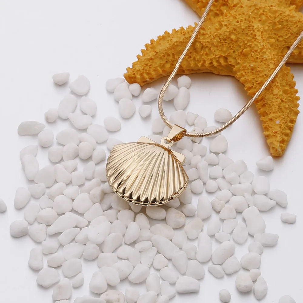 Женское ожерелье с ракушками цвет морской волны 2020|locket necklace|birthday giftpendant jewelry |