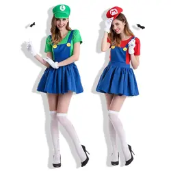 REEMONDE взрослых Funy Super Mario Luigi братья сантехник косплэй костюм для женщин обувь девочек Хэллоуин нарядное вечерние костюмы
