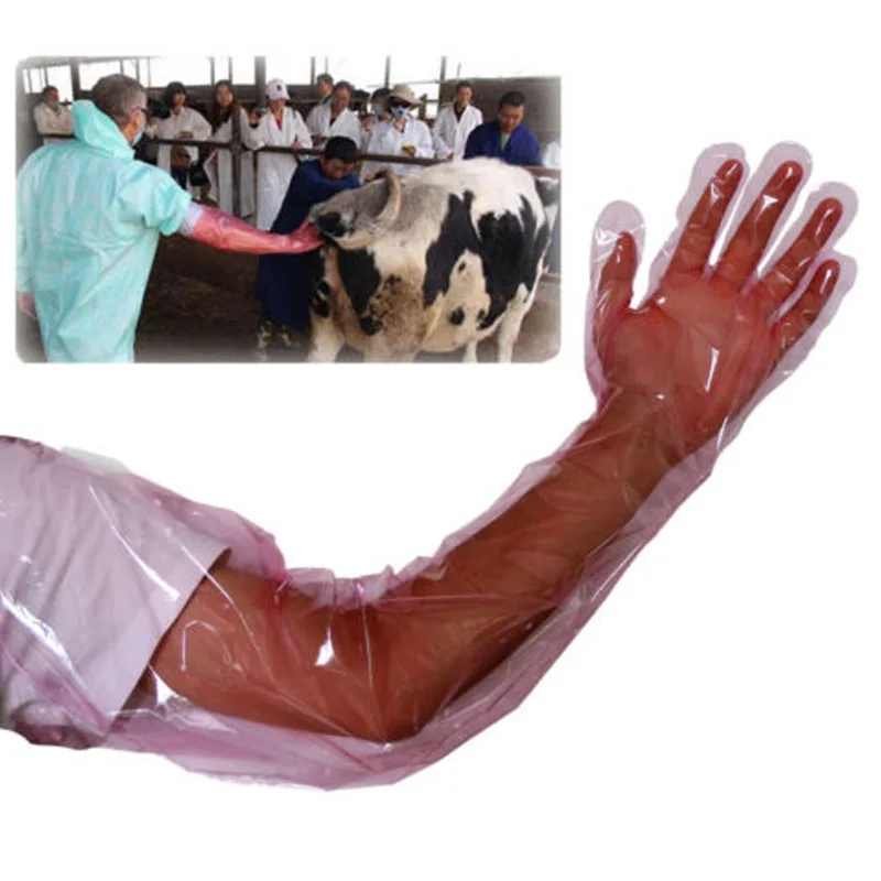 

50PCS Disposable Soft Plastic Film Gloves Long Arm Veterinary Examination Glove