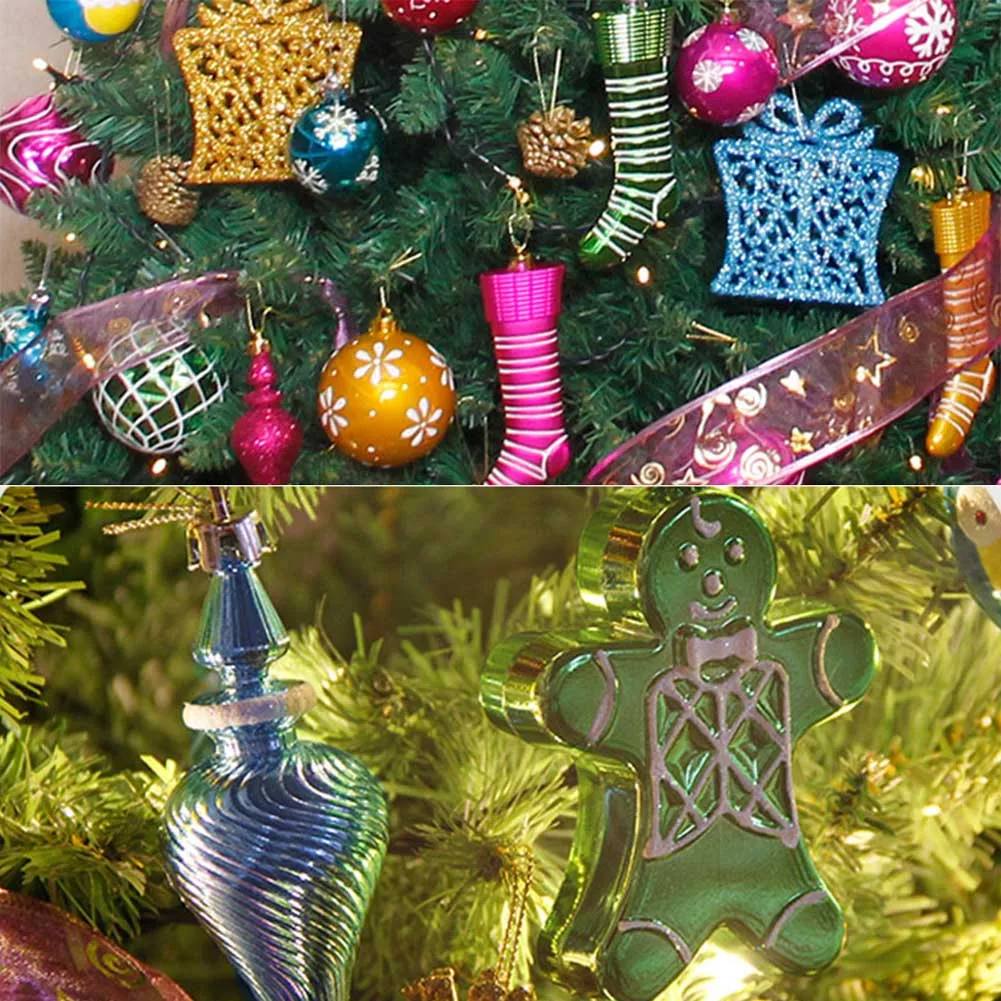 Conjunto de adornos colgantes de árbol de Navidad de 52 piezas, juego de decoración de Pinecone de bolas de plástico VA88