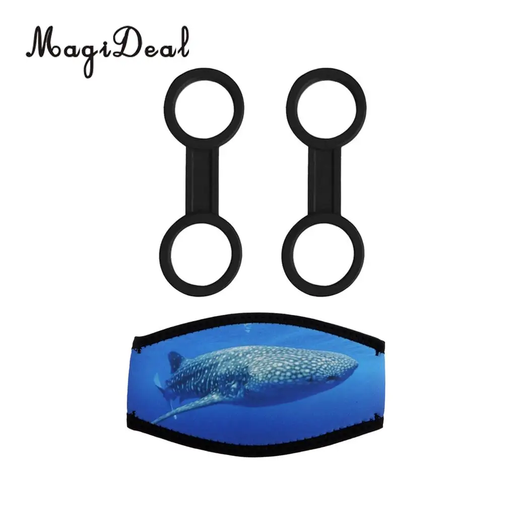 Scuba Diving Mask Head Strap Cover Mask Padded Hair Band + 2Pcs Silicone Snorkel Keeper Holder Retainer for Swimming Snorkeling