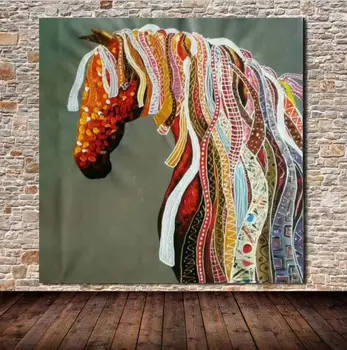 

Hand-painted Modern Wall Art Pictures Living Room Home Decoration Abstract Horse Cartoon Animal Oil Paintings On Canvas