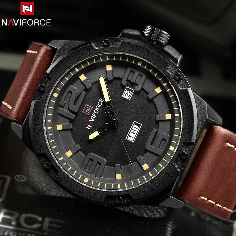 

2017 New Arrive NAVIFORCE Fashion Casual Watch Men Waterproof 3TM Leather Strap Mens Watches Top Brand Luxury Relogio Masculino