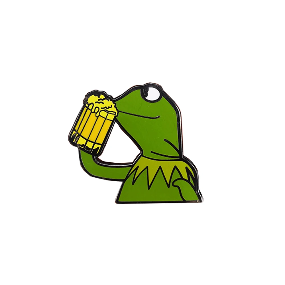 Kermit Meme The Frog Pin de cerveza para beber, insignia de esmalte duro -  AliExpress, image size:1000x1000