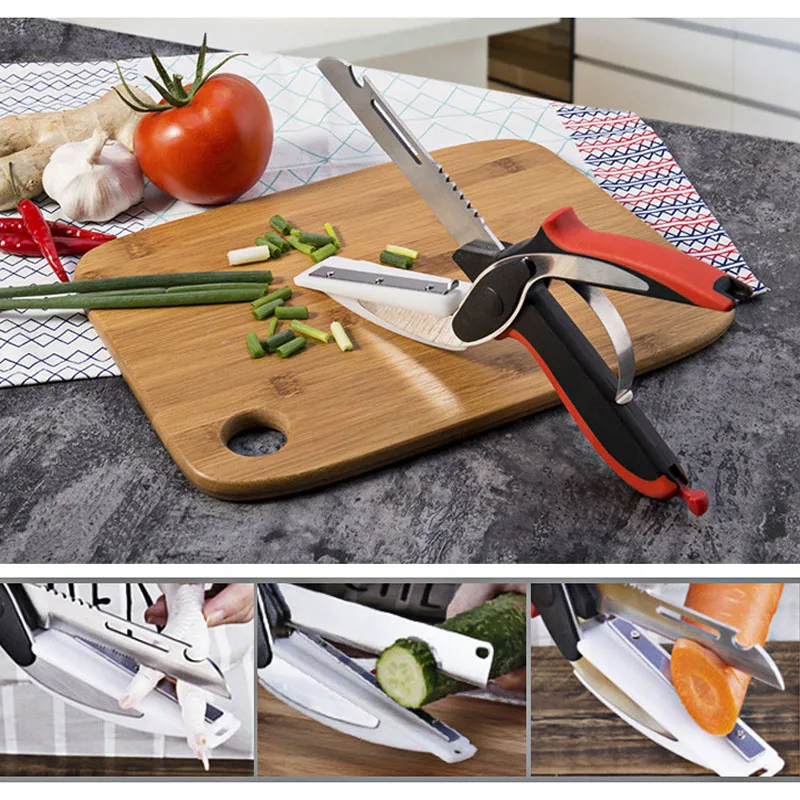Кухонные ножницы 2 в 1, нож для резки, ножницы и доски, умный шеф-повара, нержавеющая сталь, наружное мясо, картофель, сыр, овощи, кухня