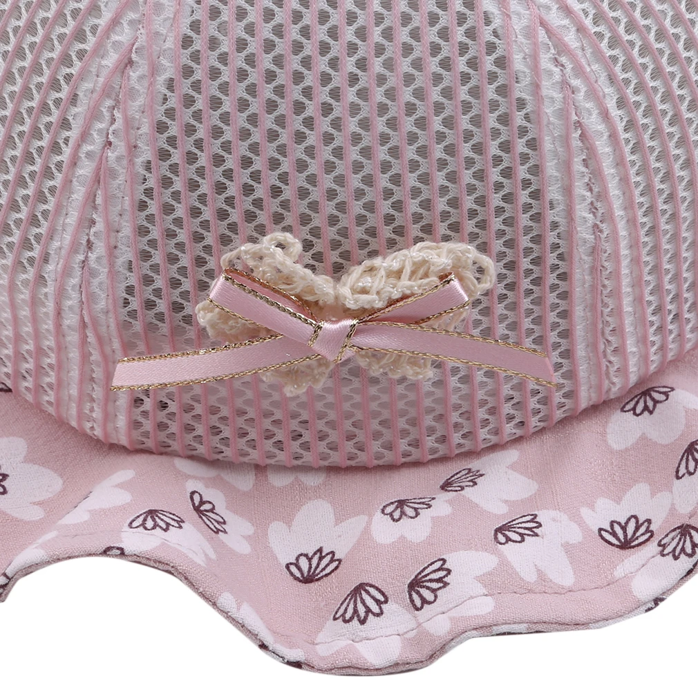 baby boy and girl hat bow stripe breathable mesh cap summer new children's princess hat models baby fisherman sun hat beanies